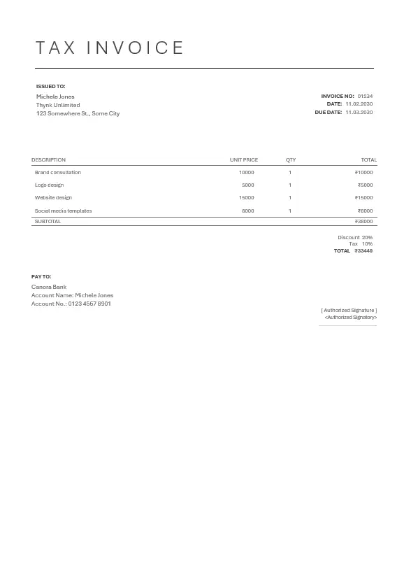 Free minimal invoice template