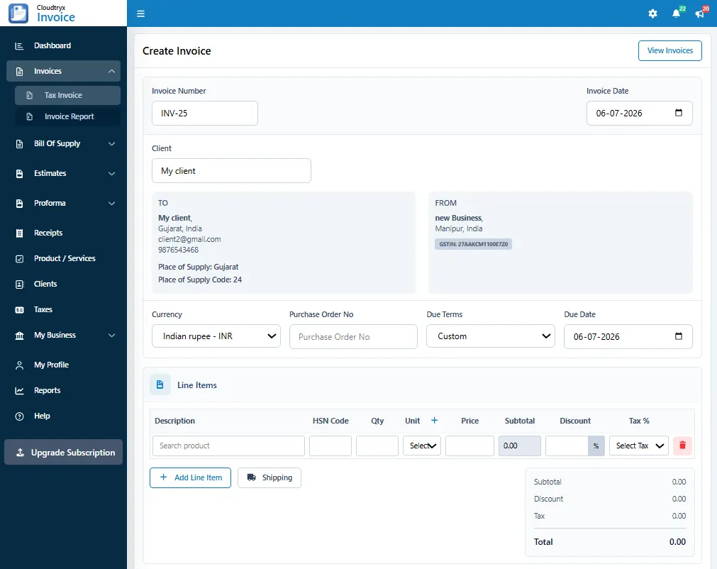 Cloudtryx Tax Invoice